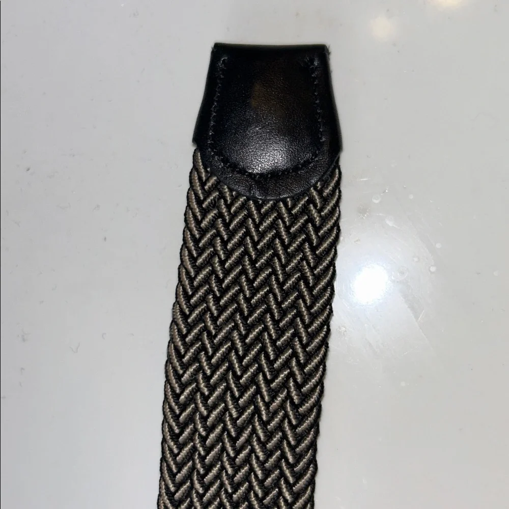 Tommy Bahama Men’s Two Tone Woven Belt w/Black Leather Trim, No Holes, Size L/XL